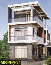 Mẫu thiết kế nhà ống 3 tầng 2 mặt tiền 5x20m đẹp tại Hóc Môn