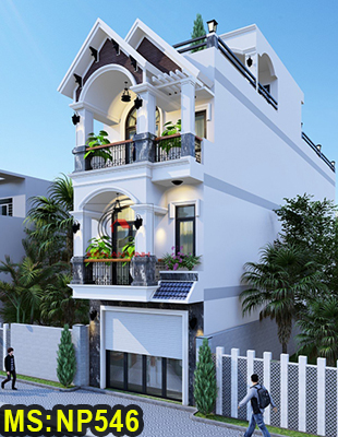Mẫu thiết kế nhà phố 3 tầng 5x15m mái thái có sân thượng rộng tại Thủ Thừa