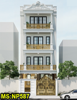 Mẫu thiết kế nhà ống 4 tầng tân cổ điển 6x16m có tầng hầm & thang máy và 4 phòng ngủ ở Bình Tân