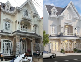 Thiết kế thi công cải tạo lại biệt thự tân cổ điển 2 tầng mái thái có 4 phòng ngủ ở Củ Chi