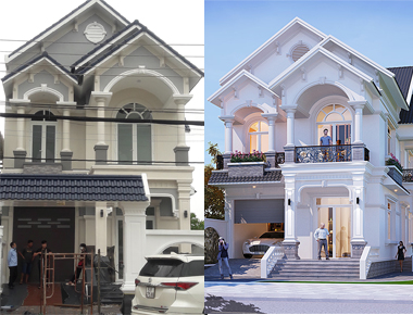 Thi công biệt thự mái thái 2 tầng 9x20m có gara ô tô & 4 phòng ngủ ở Mỹ Tho