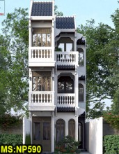 Mẫu thiết kế nhà 3 tầng kiểu mái nhật tân cổ điển Á Đông 5x11m đẹp ở Thủ Đức