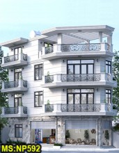 Thiết kế nhà tân cổ điển 3 tầng 2 mặt tiền mái bằng hiện đại 5x15m có thang máy và kết hợp quán cafe ở Quận 12