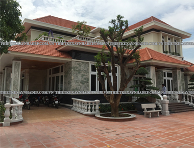 Thi công biệt thự 2 tầng mái nhật 24x20m có sân vườn & Nhà chòi vườn ở Châu Pha