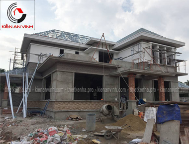 Thi công phân thô biệt thự vườn 2 tầng 3 mặt tiền mái nhật hiện đại 24x20m có sân vườn ở Đồng Nai