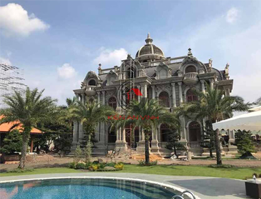 Thi công phần thô biệt thự lâu đài 2 tầng tân cổ điển có sân vườn & Bể bơi ở Đồng Nai