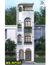 Mẫu thiết kế nhà ống hiện đại  3 tầng 1 tum 4x10m có sân vườn sau & 4 phòng ngủ ở Phường Hòa Bình