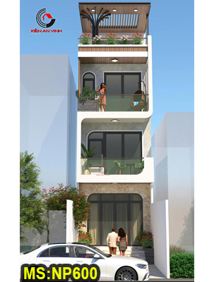 Mẫu thiết kế nhà ống 3 tầng 1 tum hiện đại 4x12m có sân trước 4m ở Quận 12