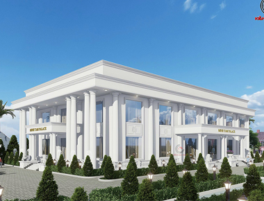 Mẫu thiết kế nhà hàng tiệc cưới 2 tầng tân cổ điển pha hiện đại đẹp ở Trà Vinh