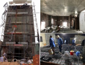 Thi công sàn vượt nhịp 8m nhà tân cổ điển 5 tầng: Giải pháp không gian đẹp