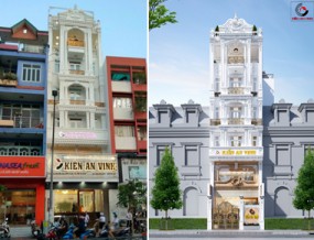 Thi công nhà tân cổ điển 7 tầng kết hợp văn phòng: Đẳng cấp và sang trọng