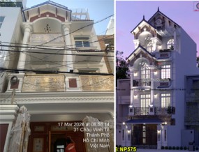 Mẫu nhà tân cổ điển 4 tầng mái thái – Thi công đẹp chuẩn kiến trúc