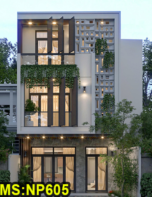 Mẫu thiết nhà ống 3 tầng xanh mát: Ánh sáng & Không gian tối ưu