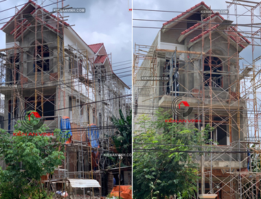 Thi công phần thô nhà phố 3 tầng mái thái | Kiến trúc hiện đại