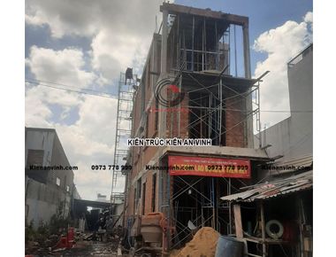 Thi công phần thô nhà tân cổ điển 3 tầng 2 mặt tiền 5x25m đẹp sang trọng